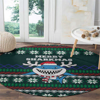 Merry Sharkmas Christmas Round Carpet Xmas Holiday Patterns - Wonder Print Shop