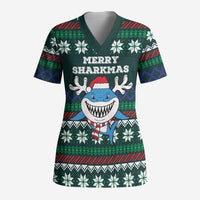 Merry Sharkmas Christmas Scrub Top Xmas Holiday Patterns - Wonder Print Shop