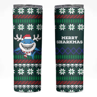 Merry Sharkmas Christmas Skinny Tumbler Xmas Holiday Patterns - Wonder Print Shop