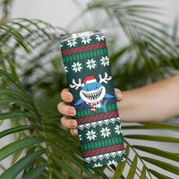Merry Sharkmas Christmas Skinny Tumbler Xmas Holiday Patterns - Wonder Print Shop