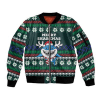 Merry Sharkmas Christmas Sleeve Zip Bomber Jacket Xmas Holiday Patterns - Wonder Print Shop