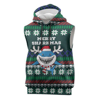 Merry Sharkmas Christmas Sleeveless Hoodie Xmas Holiday Patterns - Wonder Print Shop
