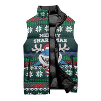 Merry Sharkmas Christmas Sleeveless Puffer Jacket Xmas Holiday Patterns - Wonder Print Shop