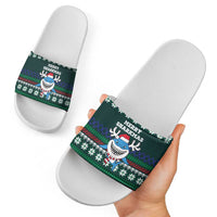 Merry Sharkmas Christmas Slide Sandals Xmas Holiday Patterns - Wonder Print Shop