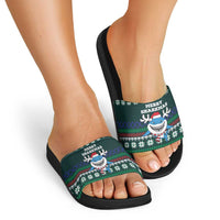 Merry Sharkmas Christmas Slide Sandals Xmas Holiday Patterns - Wonder Print Shop
