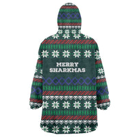 Merry Sharkmas Christmas Wearable Blanket Hoodie Xmas Holiday Patterns - Wonder Print Shop
