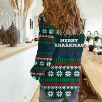 Merry Sharkmas Christmas Women Casual Shirt Xmas Holiday Patterns - Wonder Print Shop