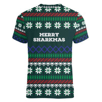 Merry Sharkmas Christmas Women V-Neck T-Shirt Xmas Holiday Patterns - Wonder Print Shop