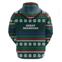 Merry Sharkmas Christmas Zip Hoodie Xmas Holiday Patterns - Wonder Print Shop