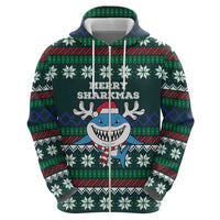 Merry Sharkmas Christmas Zip Hoodie Xmas Holiday Patterns - Wonder Print Shop