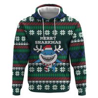 Merry Sharkmas Christmas Zip Hoodie Xmas Holiday Patterns - Wonder Print Shop