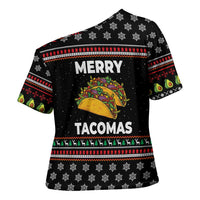 Merry Tacomas Christmas Cross Shoulder Shirt Xmas Holiday Patterns - Wonder Print Shop