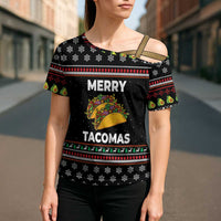 Merry Tacomas Christmas Cross Shoulder Shirt Xmas Holiday Patterns - Wonder Print Shop