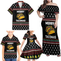 Merry Tacomas Christmas Family Matching Off Shoulder Maxi Dress and Hawaiian Shirt Xmas Holiday Patterns - Wonder Print Shop