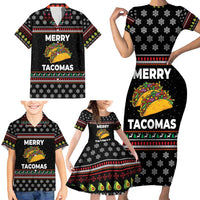 Merry Tacomas Christmas Family Matching Short Sleeve Bodycon Dress and Hawaiian Shirt Xmas Holiday Patterns - Wonder Print Shop