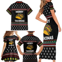 Merry Tacomas Christmas Family Matching Short Sleeve Bodycon Dress and Hawaiian Shirt Xmas Holiday Patterns - Wonder Print Shop