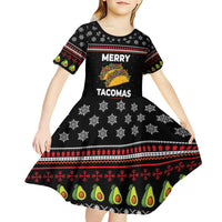 Merry Tacomas Christmas Kid Short Sleeve Dress Xmas Holiday Patterns - Wonder Print Shop