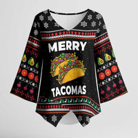 Merry Tacomas Christmas Kimono Sleeve Blouse Xmas Holiday Patterns - Wonder Print Shop
