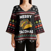 Merry Tacomas Christmas Kimono Sleeve Blouse Xmas Holiday Patterns - Wonder Print Shop