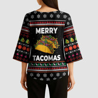 Merry Tacomas Christmas Kimono Sleeve Blouse Xmas Holiday Patterns - Wonder Print Shop