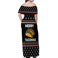 Merry Tacomas Christmas Off Shoulder Maxi Dress Xmas Holiday Patterns - Wonder Print Shop