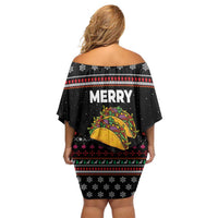 Merry Tacomas Christmas Off Shoulder Short Dress Xmas Holiday Patterns - Wonder Print Shop