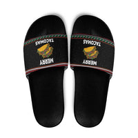 Merry Tacomas Christmas Slide Sandals Xmas Holiday Patterns - Wonder Print Shop