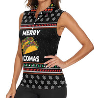 Merry Tacomas Christmas Women Sleeveless Polo Shirt Xmas Holiday Patterns - Wonder Print Shop