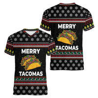 Merry Tacomas Christmas Women V-Neck T-Shirt Xmas Holiday Patterns - Wonder Print Shop