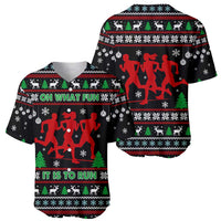 Running Oh What Fun Christmas Baseball Jersey Xmas Holiday Patterns - Wonder Print Shop