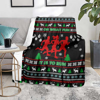 Running Oh What Fun Christmas Blanket Xmas Holiday Patterns - Wonder Print Shop