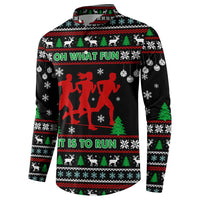 Running Oh What Fun Christmas Button Sweatshirt Xmas Holiday Patterns - Wonder Print Shop
