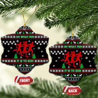 Running Oh What Fun Christmas Ceramic Ornament Xmas Holiday Patterns - Wonder Print Shop