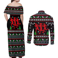 Running Oh What Fun Christmas Couples Matching Off Shoulder Maxi Dress and Long Sleeve Button Shirt Xmas Holiday Patterns - Wonder Print Shop