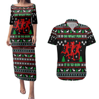 Running Oh What Fun Christmas Couples Matching Puletasi and Hawaiian Shirt Xmas Holiday Patterns - Wonder Print Shop