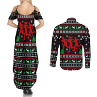 Running Oh What Fun Christmas Couples Matching Summer Maxi Dress and Long Sleeve Button Shirt Xmas Holiday Patterns - Wonder Print Shop