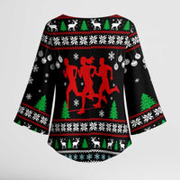 Running Oh What Fun Christmas Kimono Sleeve Blouse Xmas Holiday Patterns - Wonder Print Shop