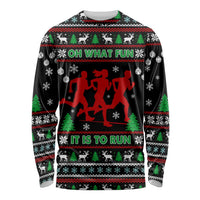 Running Oh What Fun Christmas Long Sleeve Shirt Xmas Holiday Patterns - Wonder Print Shop