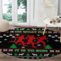 Running Oh What Fun Christmas Round Carpet Xmas Holiday Patterns - Wonder Print Shop