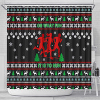 Running Oh What Fun Christmas Shower Curtain Xmas Holiday Patterns - Wonder Print Shop