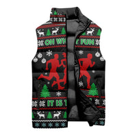 Running Oh What Fun Christmas Sleeveless Puffer Jacket Xmas Holiday Patterns - Wonder Print Shop