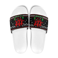 Running Oh What Fun Christmas Slide Sandals Xmas Holiday Patterns - Wonder Print Shop