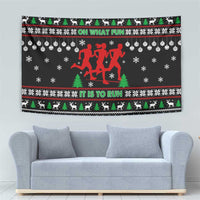 Running Oh What Fun Christmas Tapestry Xmas Holiday Patterns - Wonder Print Shop