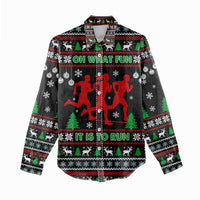 Running Oh What Fun Christmas Women Casual Shirt Xmas Holiday Patterns - Wonder Print Shop