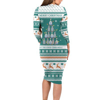 Sanitizer Merry Christmas Long Sleeve Bodycon Dress Xmas Holiday Patterns - Wonder Print Shop
