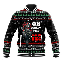 Santa And Motor Christmas Baseball Jacket Xmas Holiday Patterns - Wonder Print Shop