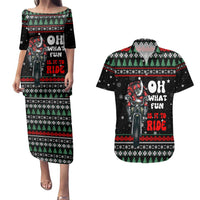 Santa And Motor Christmas Couples Matching Puletasi and Hawaiian Shirt Xmas Holiday Patterns - Wonder Print Shop