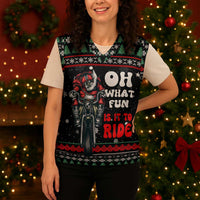 Santa And Motor Christmas Knitted V-Neck Vest Xmas Holiday Patterns - Wonder Print Shop