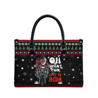 Santa And Motor Christmas Leather Bag Xmas Holiday Patterns - Wonder Print Shop