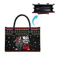 Santa And Motor Christmas Leather Bag Xmas Holiday Patterns - Wonder Print Shop